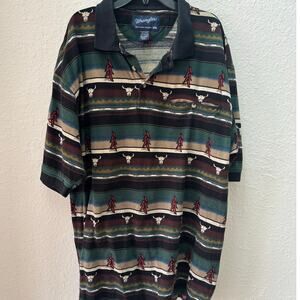 VTG Wrangler Men's Polo Top Southwest Cowboy Chile Western Cotton Size XXL
